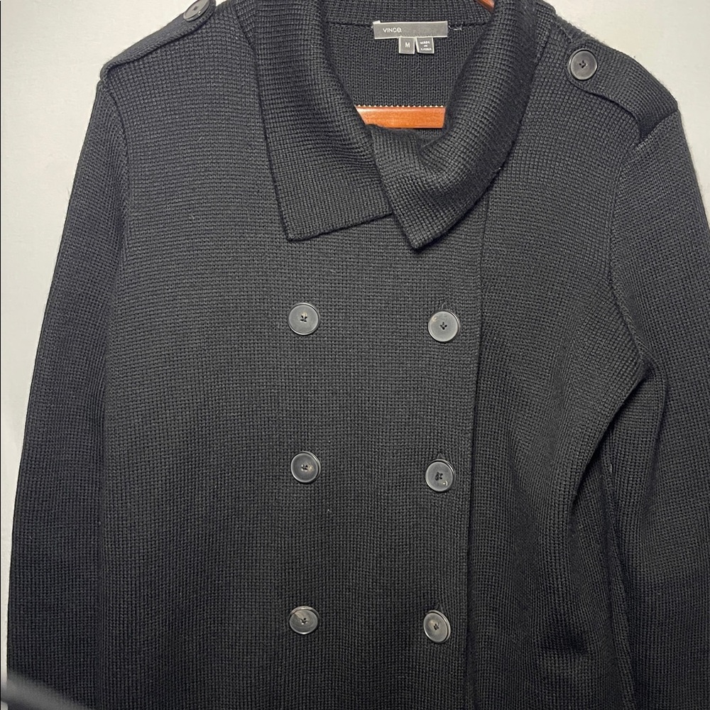 Vince. 100% Wool double breasted longline knit coat/cardigan size M - Picture 4 of 8